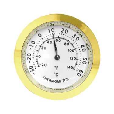 Imagem de Ioensy Termômetro mecânico com números grandes, medidor de temperatura analógico decorativo para geladeira, estufa, sala de estar e pátio, Ouro 37mm