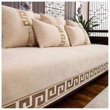 Imagem de SPXMQSS Capa para sofá, capa de sofá seccional, macia de chenille, 1/2/3/4 lugares, antiderrapante, capa de sofá de canto, protetor de móveis G 90 x 120 cm