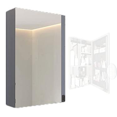 Imagem de Armários de banheiro espelhados, armários de banheiro com espelho SPXMQSS espelho de banheiro com prateleira armário de banheiro armário de armazenamento de banheiro com espelho prata HD 41 * 63