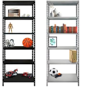 Imagem de Estante Prateleira de Aço PretA Cinza Reforçada Casa Cozinha Sala Quarto Livros Multiuso Organizador(Preto 70 cm (6 Prateleiras))