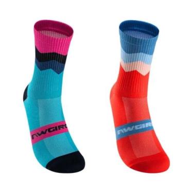 Imagem de Meias De Ciclismo Unissex Respiráveis De Compressão 2 Pares Profission