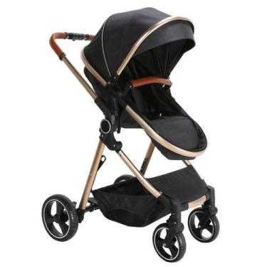 Imagem de Carrinho Com Bebê Conforto Ts Mike Preto/Gold Premium Baby