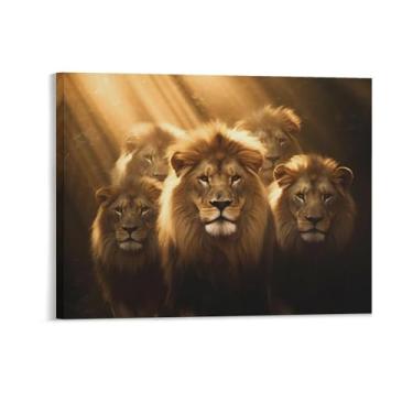 Imagem de HouLaiZhe Pôster animal leão luz solar efeito Tyndall parede estética pôsteres decoração de quarto pintura de parede galeria sala decoração de parede para quarto sala de estar escritório 08 x 10