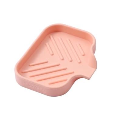 Imagem de Saboneteira de silicone autodrenante, suporte de esponja que economiza espaço, bandeja organizadora para cozinha e banheiro, rosa