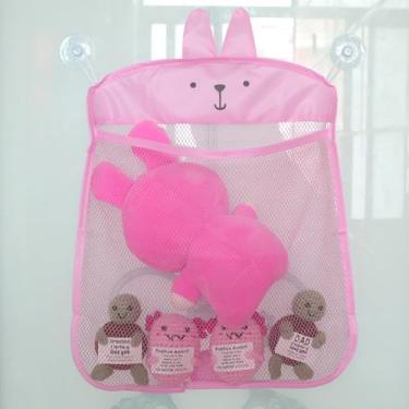 Imagem de Organizador de brinquedos de banho de malha animal com ventosas, armazenamento de brinquedos para banheira, organizador de banheiro ou chuveiro, sacos de rede multiuso facilitam o armazenamento de