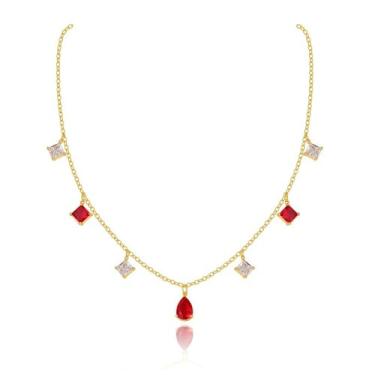 Imagem de Liiusgelad Colar de ouro delicado para mulheres, colar com pingente de diamante de cobre banhado a ouro, joia de pedra do mês de nascimento livre de manchas presente para formatura de casamento