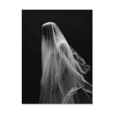 Imagem de HouLaiZhe Impressão de arte de parede em tela com sombra de fantasma, decoração de Halloween, decoração de parede gótica, estética para sala de estar, quarto, 18 x 24 polegadas (45 x 60 cm)