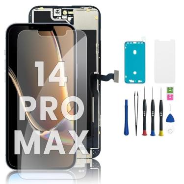 Imagem de Kit de substituição de tela LCD para iPhone 14 Pro Max com moldura e digitalizador, montagem completa com ferramentas de reparo e adesivo à prova d'água – para iPhone 14 Pro Max (6,7 polegadas)