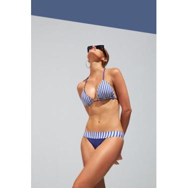 Imagem de Top Cortininha Listrado Blue - Kalini Beachwear, P