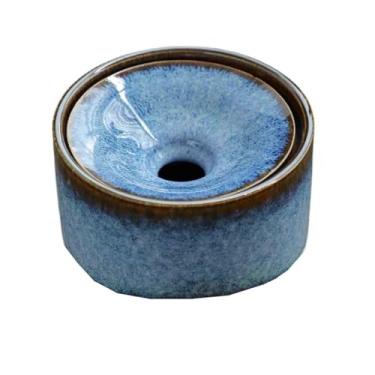 Imagem de Cinzeiro Cinzeiro redondo azul de cerâmica para sala estar, escritório ou mesa chá