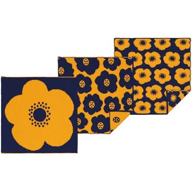 Imagem de Conjunto de 3 panos de prato de malha em design de papoula