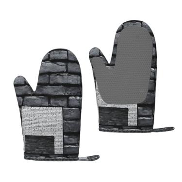 Imagem de Luvas de forno de silicone resistentes ao calor com impressão cinza abstrata - aderências antiderrapantes, churrasqueiras e uso na cozinha (pacote com 2)