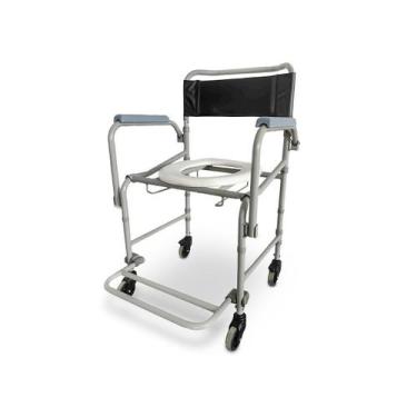 Imagem de Cadeira de Banho Inoxidável D40 Geriátrica Idoso C/ 4 Rodas Higienizaç