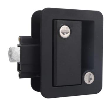 Imagem de Fechadura de porta para trailer com fechadura de pá, maçaneta de porta de entrada fechada trava preta para trailer