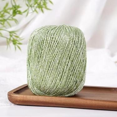 Imagem de Fio de algodão Starlight Glitter, novelo de 50 g, macio e brilhante para tricotar cardigãs, xales e cachecóis leves (verde)