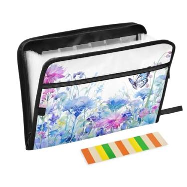 Imagem de Wassud Aquarela campo de flores (3) 13 bolsos organizador de arquivos sanfonado pastas de arquivo expansíveis com abas e adesivos, tamanho carta A4 papel recibo documento pasta organizador para viagem