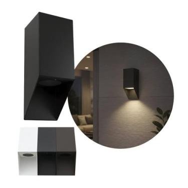 Imagem de Arandela Sobrepor Bisel 1 Foco Preto Parede Fachada + LED MR16 BR. Que