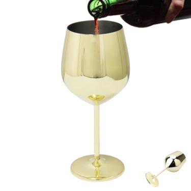 Imagem de Taças de vinho com haste - Copos de aço inoxidável com haste para vinho - Copo de aço inoxidável para família, festa, bar e restaurante