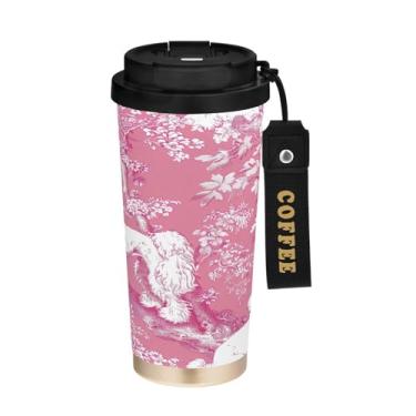 Imagem de YETTASBIN Caneca de café de viagem com isolamento térmico de 482 g com tampa canudo, copo à prova de derramamento e vazamento com alça para bebida quente e fria, garrafa de água de aço inoxidável