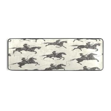 Imagem de Qilmy Tapete retrô Desert Troop Cowboy Runner 183 x 61 cm, antiderrapante, antifadiga, confortável, tapetes longos, para quarto, sala de estar, banheiro, corredores, Entrywa473