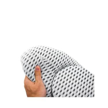 Imagem de Travesseiro Apoio Lombar Borboleta, Almofada Ortopédica em Fibra de Poliéster, Branco/Cinza, 42x22x10cm, com Apoio Removível 2,5cm, para Costas, Escritório, Carro