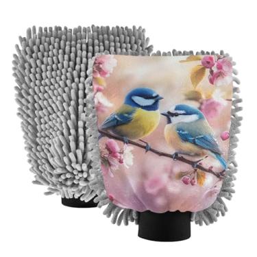 Imagem de STAYTOP Duas luvas coloridas para lavagem de carro, 2 peças, luvas de microfibra de chenille, sem arranhões, panos de esponja de lavagem ultra absorventes para carros, limpeza doméstica - M