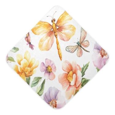 Imagem de Toalhas de bebê com capuz ultra macias absorventes toalha de banho libélula flor musselina algodão toalhas de banho para recém-nascidos bebês 76 x 76 centímetros