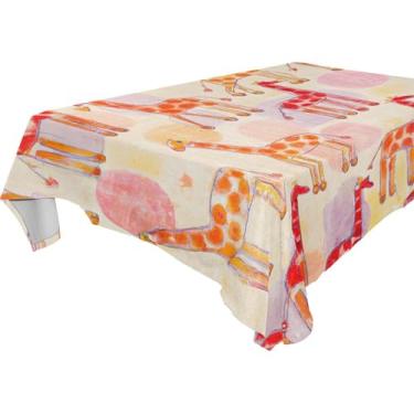 Imagem de Burbuja Toalha de mesa de girafas com giz de cera, toalha de mesa retangular, anti-rugas, grossa para decoração de jantar, cozinha, festa, 152 x 304 cm