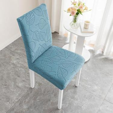 Imagem de Capas para cadeira de jantar, capa de assento de cadeira lavável, protetor decorativo de poliéster macio, padrão floral, ajuste universal, para restaurante, hotel, cozinha, azul, tamanho regular