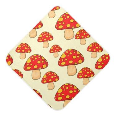 Imagem de Burbuja Toalha de banho de bebê com cogumelos vermelhos de desenho animado - Toalha com capuz de musselina macia e absorvente para recém-nascido, 76 x 76 cm
