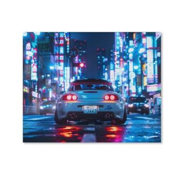 Imagem de HouLaiZhe Tóquio Night Jdm S2000 Neon Sports Posters Canvas Wall Estética Sala Decoração de Parede Impressões Galeria Sala Decoração de Parede para Quarto Sala de Estar Escritório 16 x 20 polegadas