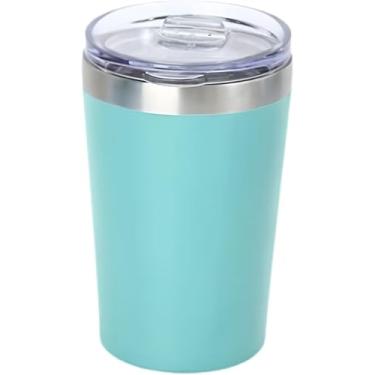 Imagem de Copo Térmico de Aço Inoxidável 350ml com Tampa Giratória Antiderrapante - Design Duplo Isolante e Impermeável (Azul Claro)