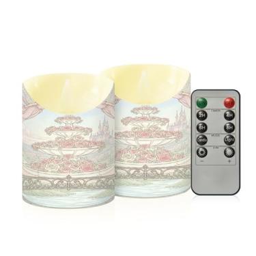 Imagem de Wassud Pacote com 2 velas anjos sem chama para o dia dos namorados com controle remoto, velas realistas cintilantes com temporizador, velas decorativas para Natal, casamento, festa, decoração de casa