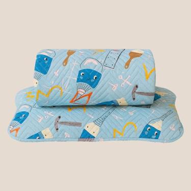 Imagem de Kit Colcha Cobre Leito Infantil Solteiro Estampado 240x160cm Dupla Face 2 Peças Matelado 100% Poliéster Macio e Divertido Mundo das Ferramentas Cozzilar (Modelo 3)