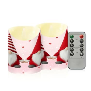 Imagem de Wassud Pacote com 2 velas fofas sem chama com controle remoto, velas realistas cintilantes com temporizador, velas decorativas para Natal, casamento, festa, decoração de casa pequena