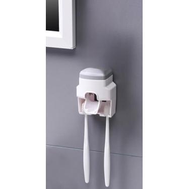 Imagem de Suporte Para Escovas de Dentes Com Espremedor de Pasta de Dentes Integrado, FáCil de Usar e Altamente PráTico.(CINZA)