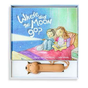 Imagem de Living Squad Conjunto de lanterna e livro de histórias para crianças | Where Did The Moon Go? | Lanterna para filhotes + livro ilustrado | Fantoches de sombra com mãos | Presente educativo para dormir