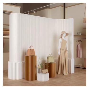 Imagem de Room divider Divisória de papel para loja de roupas, divisória de ambientes independente e móvel, painel de parede sanfonado dobrável e extensível(White,700-800CMX120CM)