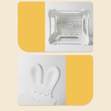 Imagem de Sanpyl Banqueta Dobrável Com Design Pequeno e Leve, Banqueta Portátil Dobrável para Crianças, Leve para Uso Doméstico (Grande Coelho Branco)