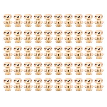 Imagem de KUIDAMOS Rebites Decorativos de Metal Multifuncional Durável, Rebites Com Cabeça Esférica para Artesanato, 50 Conjuntos para Bolsas de Roupas e Acessórios, Liga de Zinco (Ouro)