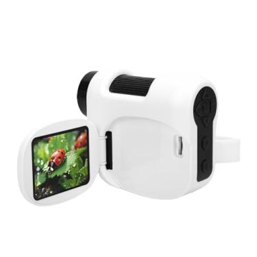 Imagem de Zhjvihx Microscópio Portátil Infantil, Ampliação de 100-1600X Com Tela Colorida Dobrável e Bateria de 500mAh, Microscópio Digital Portátil para Estudo de Pesquisa de Observação (Preto e branco)