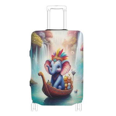 Imagem de Joisal Capa protetora especial para mala de viagem personalizada caprichosa fofa elefante azul essencial de viagem para mulheres, P, serve para capa de 45 a 50 cm, Elefante azul fofo e peculiar, M 22