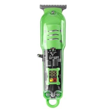 Imagem de Máquina De Cortar Cabelo Profissional Smart Lcd Barbeador Elétrico Transparente Sem Fio Para Homens(Verde)