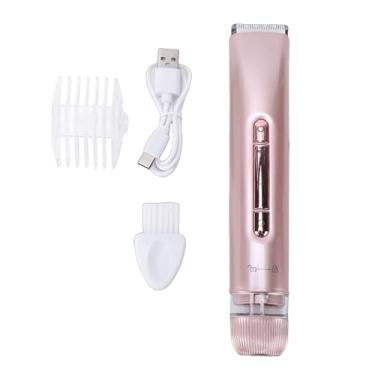 Imagem de ZJchao Aparador Elétrico de Pêlos Corporais para Mulheres 2 Em 1 Biquíni de Cabeça Dupla Aparador de Pêlos Púbicos IPX7 USB Recarregável Sem Fio Barbear a Seco e úmido para Pele (Ouro)