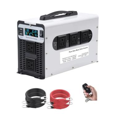 Imagem de Inversor de potência de onda senoidal pura de 3000W com 5 tomadas CA, 2 portas USB, controle remoto, conversão de 12 V-72 V para 120 V/240 V, inversor para carro e residência,24V to 220V 60Hz