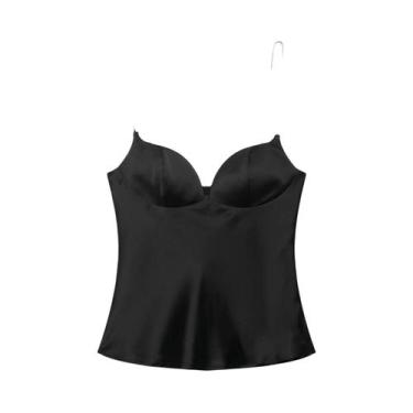 Imagem de Top Curto Sexy Com Decote Em Coração E Textura De Seda, Modelagem Ajus