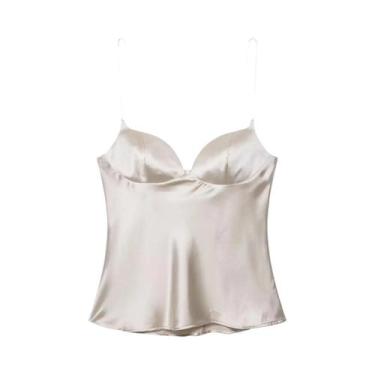 Imagem de Top Curto Sexy Com Decote Em Coração E Textura De Seda, Modelagem Ajus