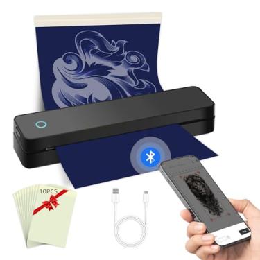 Imagem de ATOMUS Impressora térmica, máquina de transferência de tatuagem sem fio, estêncil portátil Bluetooth e impressora de escritório, bateria de 2000 mAh compatível com papel A4 (MT660)
