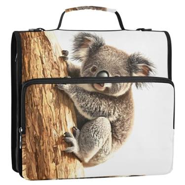 Imagem de Organizador de fichário com zíper, urso coala, animal fofo, 3 anéis, bolsa fofa para fichário do ensino médio com alça de armazenamento e alça com alça