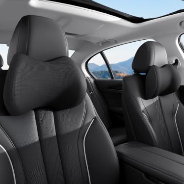 Imagem de Xonhzam Pacote com 2 almofadas de encosto de cabeça de carro para suporte de pescoço, travesseiro de pescoço ultra confortável para dirigir, travesseiros de pescoço de carro com alça ajustável e capa